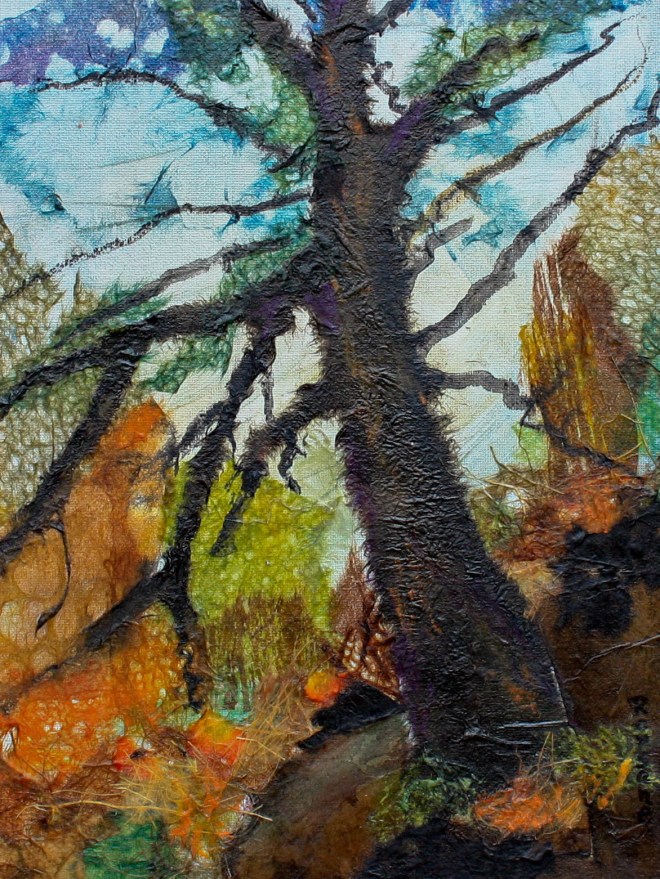 The Hobbit Tree 16 x 12 in. plus frame Chigiri-e $525